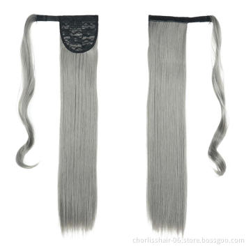 Hot Sale Product Ombre Color Detachable Ponytail Hairpiece Wrap Around Private Label Straight Ponytail Extensions Synthetic Hair